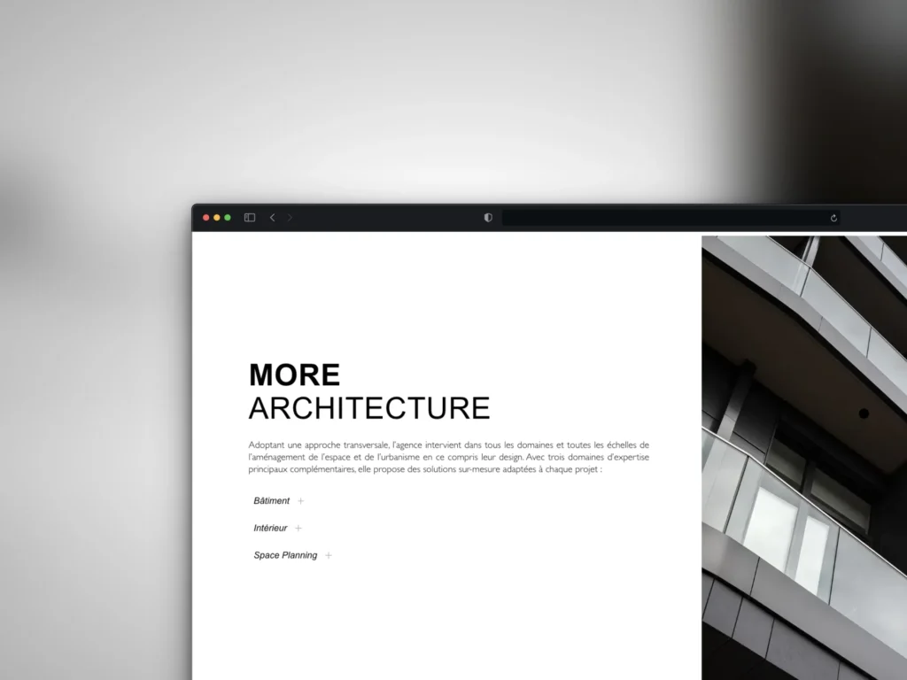 Refonte du site web de Moreno Architecture